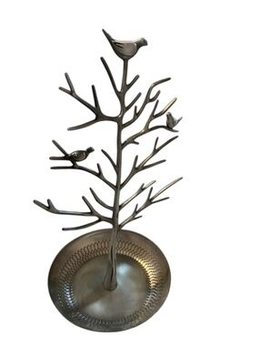 Metal jewelry holder with tree & birds